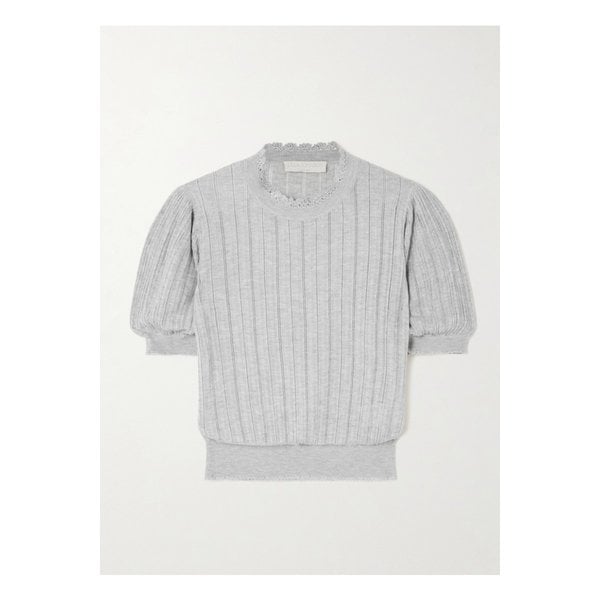 젬마 크로셰 트리밍 포인텔 니트 스웨터 그레이 46376663162870618