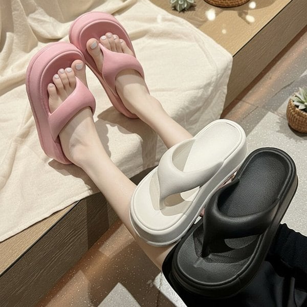 [옷자락] 여성 데일리용 편안한 키높이 플랫 샌들