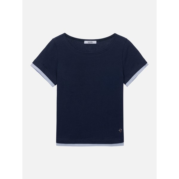 [SPNK] 레이어드 투톤 티셔츠_네이비&라벤더