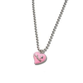 lotsyou_Doodle Heart star Necklace Pink