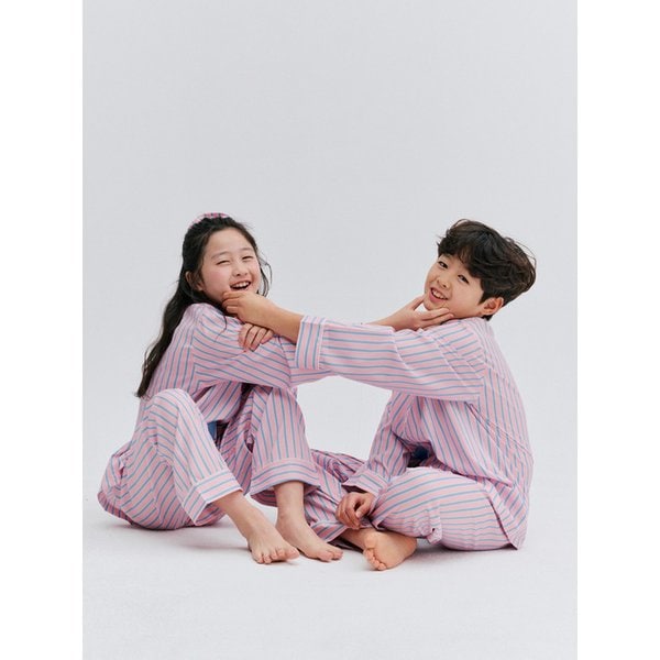 26 s/s Silk Fit Maison pink Kids Long-Sleeved Pajamas Set