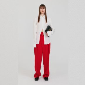 ZETTE Belted Tuck Pants - Red