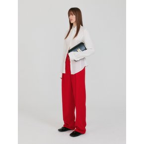 ZETTE Belted Tuck Pants - Red