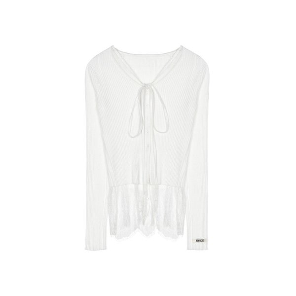 STRAP LACE CARDIGAN_BLACK