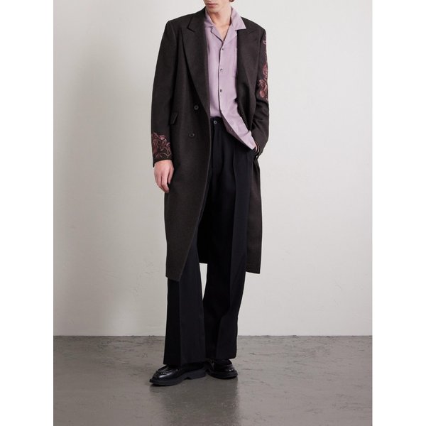 더블브레스트 자수 울 플란넬 코트 46376663162946558