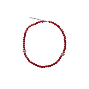 HEART GEMSTONE NECKLACE (RED)