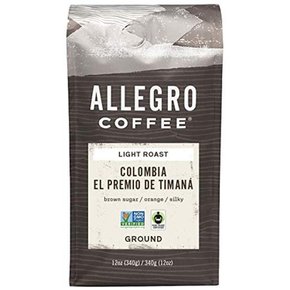 [해외직구]알레그로 콜롬비아 다크초콜릿 라이트 원두 커피 340g Allegro Coffee Colombia Light Roast Dark Chocolate Ground 12zo