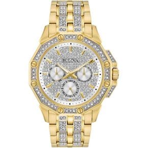 영국 부로바 시계 Bulova Mens Goldtone Crystal Swarovski Pav= Dial 워치 1711510