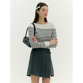 SEMI BOAT-NECK STRIPE PULLOVER (ivory stripe)