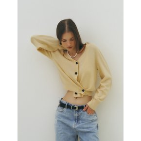 Cashmere crop cardigan (yellow)