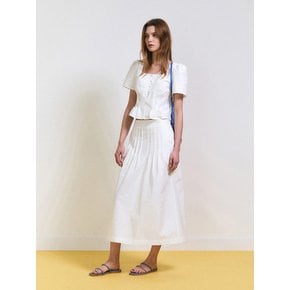 Tuck Detail Long Skirt (White)