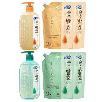 참그린 순수발효 곡물/식물 720ml 용기 1개+1.2L리필 2개_2종 택1