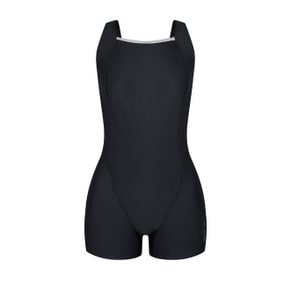 여성 실내수영복 입고벗기 편한 심플 모던 2부 반신 U백 (A3FL1LH21BLK)(브라캡별도구매)