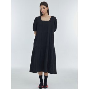 Square Neck Long Ond-Piece [Black]