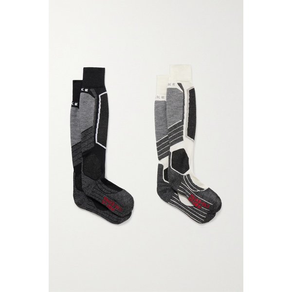 팔케 Sk2 자카드 니트 스키 양말 2p 세트 블랙 1647597319276540