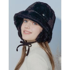 heart point fluffy bucket hat_black