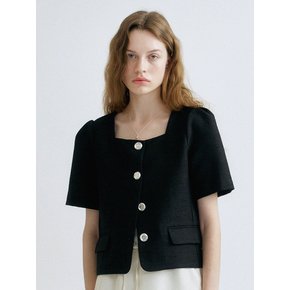 S Square Summer Tweed Jacket_Black