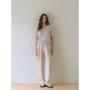 Satin Wide Pants - Light beige