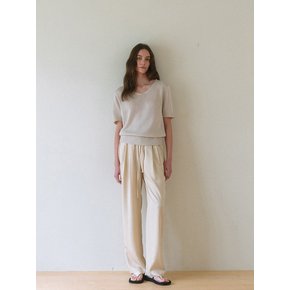 Satin Wide Pants - Light beige