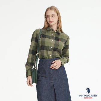 유에스폴로 [U.S. POLO ASSN.] FW 여성 코튼 기모셔츠_GREEN CHECK