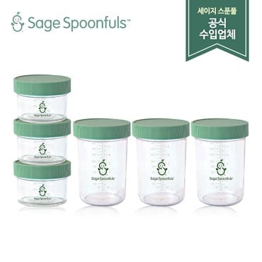 세이지스푼풀 이유식용기 2종(NEW 유리 240ml 3P+NEW 유리 120ml 3P)/유리 이유식용기/이유식식기/이유식 보관용기/초기 이유식그릇/초기 이유식준비물/이유식통/이유식준비물/세이지스푼풀