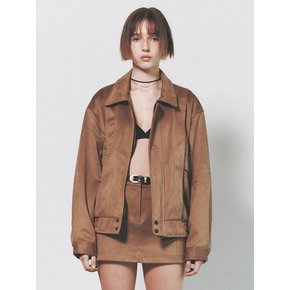 suede collar blouson w_brown