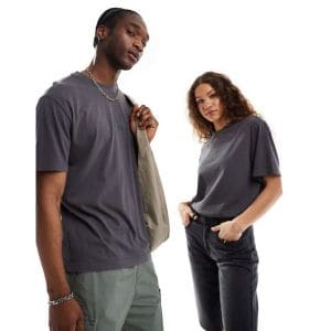  캘빈 클라인 진스 남녀공용 모노로고 오버핏 반팔 티셔츠 워시드 블랙
