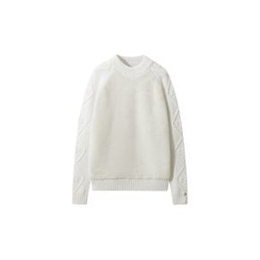 Eco Fur Cable Sweater (White)_D5WAW24105WHX