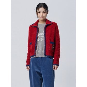 베네통 [Online Exclusive] 퍼피 포켓 부클 집업 가디건_BAKCE1611RD