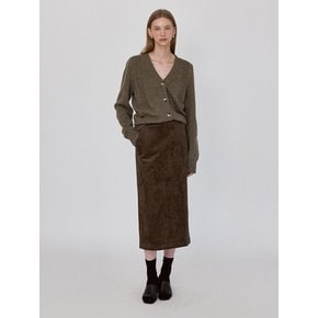 Basic Suede Long Skirt - KhakiBrown
