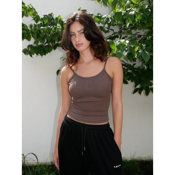 Skinny Strap Ribbed Tank 브라운