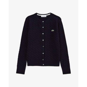 라코스테 (여성) 25FW 케이블 크루넥 가디건 AF092E-55N CAT(다크와인)