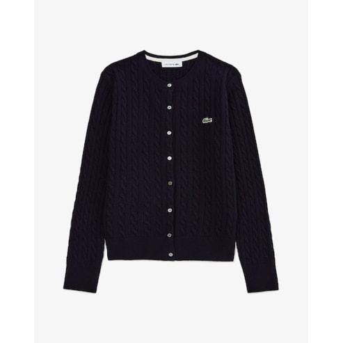 라코스테 (여성) 25FW 케이블 크루넥 가디건 AF092E-55N CAT(다크와인)