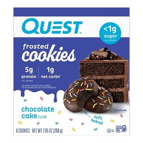 Quest Nutrition 5g 단백질 프로스트 쿠키 스낵 - 초콜릿 케이크 - 8ct 프로틴