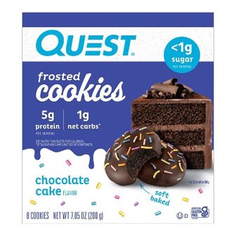 보드엠 Quest Nutrition 5g 단백질 프로스트 쿠키 스낵 - 초콜릿 케이크 - 8ct 프로틴