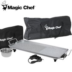 MagicChef CG 휴대용 전기 그릴 가정용 와이드 프라이팬 캠핑용 세라믹 고기 불판