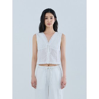 게스 [온라인 단독] 브이넥 레이스 민소매 블라우스 OQ2W5606