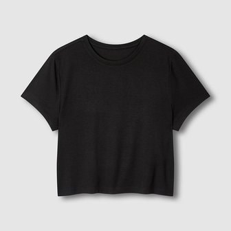 JAJU 여 레이온 스트레치 크롭 반팔 라운지 티셔츠 J206201072099