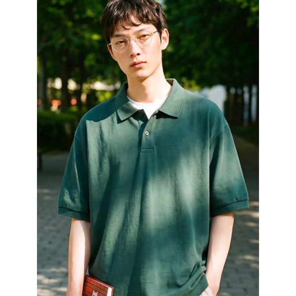 어던트 실켓 카라 반팔 다크그린 ISST1568