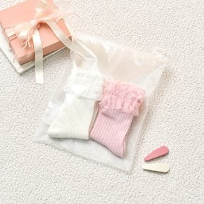 러블리 샤샤 펀칭 삭스 2P SET 아이보리 핑크