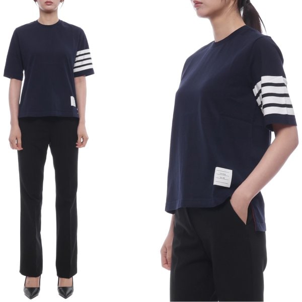 [부산점] 25FW 여성 사선 스트라이프 반팔티셔츠 (FJS102G 07862 415 25F)