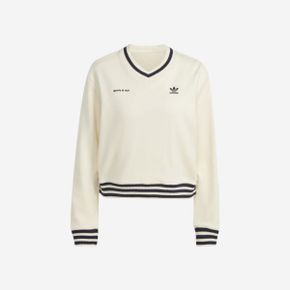 (W) 아디다스 x 스포티 앤 리치 브이넥 크루 스웨트 셔츠 크림 화이트 - US 사이즈 (W) Adidas x