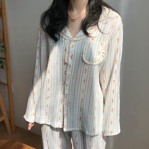 / 폭닥한 이중겹 요루면 잠옷 긴팔 아리코 파자마
