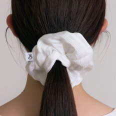 Check Sheer Scrunchie (White)