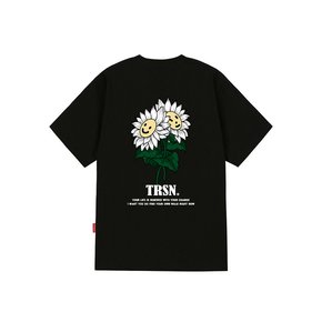 SMILE FLOWER T-SHIRTS - BLACK