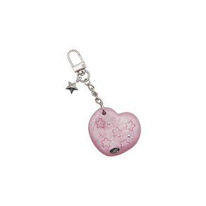 heart star mirror key ring-pink pearl