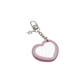 heart star mirror key ring-pink pearl