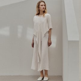 뮤제 LETE ROBE Drape Linen Dress_Off White