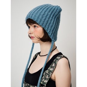 MOHAIR EARMUFF BEANIE, BLUE