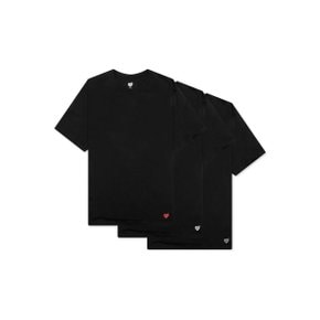 26SS 하트 로고 프린팅 3 PACK 티셔츠 블랙 HM00CS001 BLACK